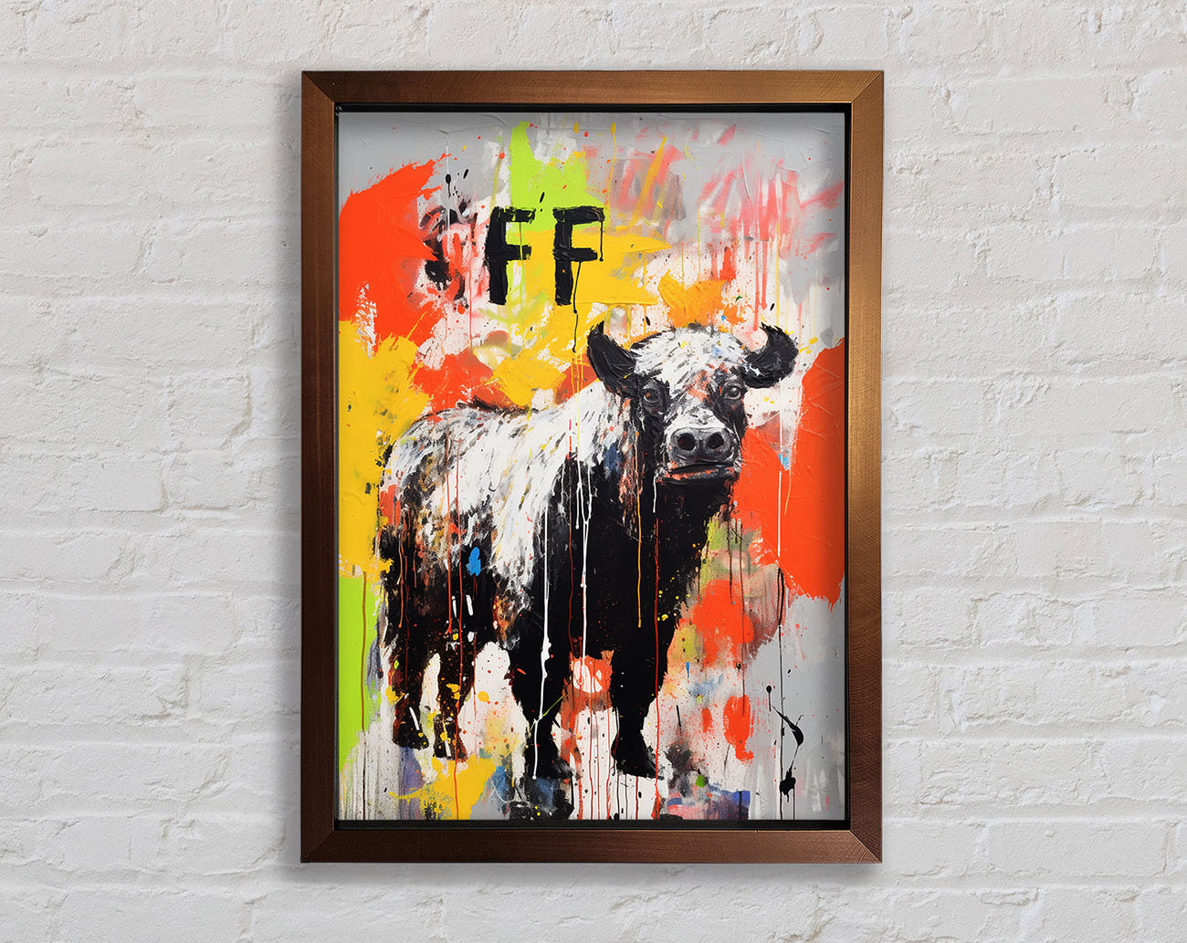 Highland Cow Graffiti Framed Print