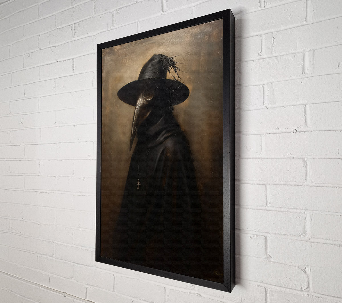 Ocher Plague Doctor Canvas Wall Art
