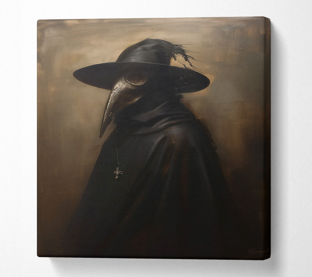 Ocher Plague Doctor Canvas Wall Art