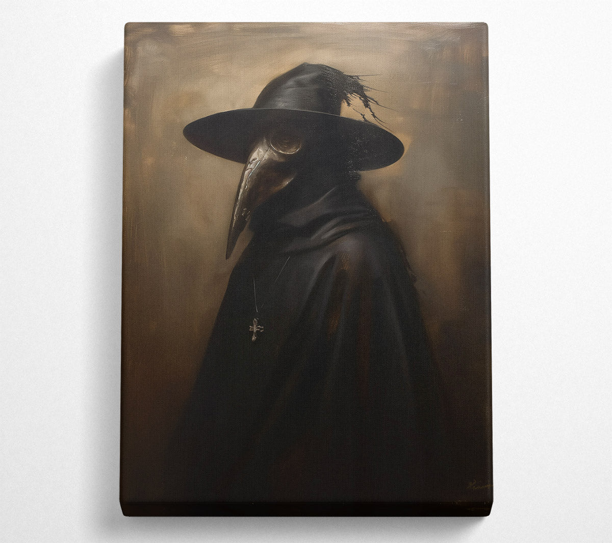 Ocher Plague Doctor Canvas Wall Art