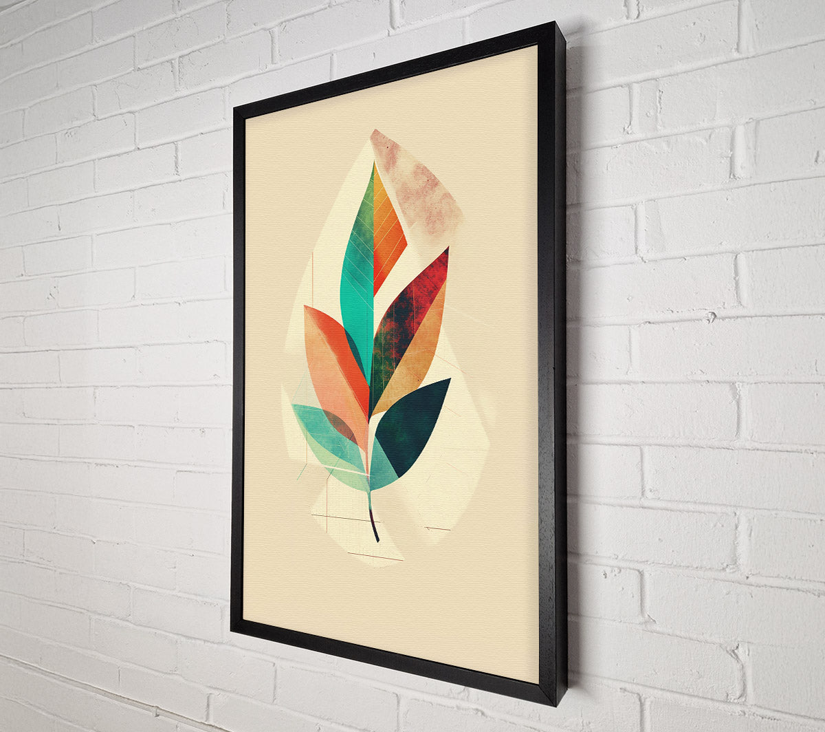 Teal Geometric Leaf Canvas Wall Art