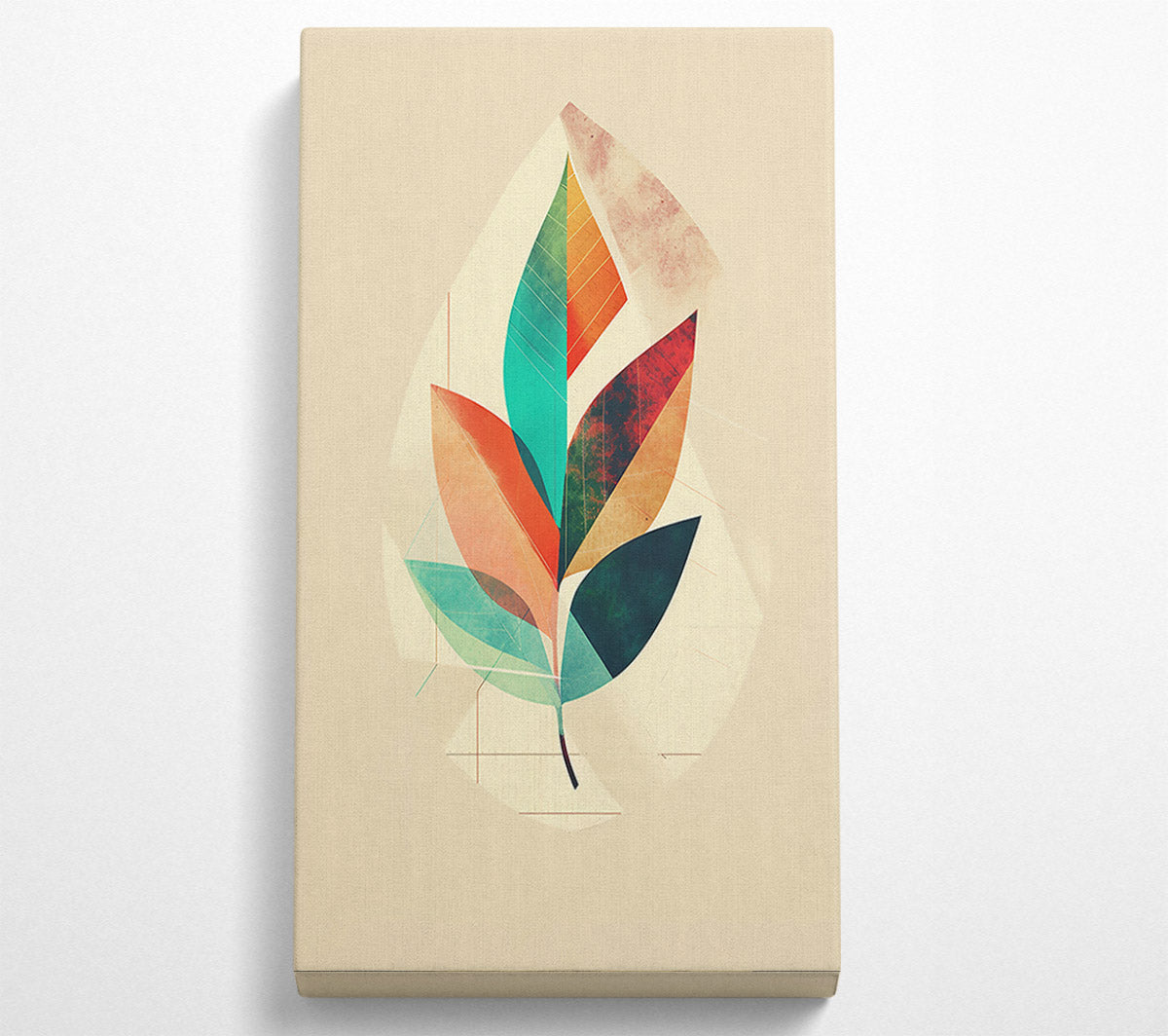 Teal Geometric Leaf Canvas Wall Art