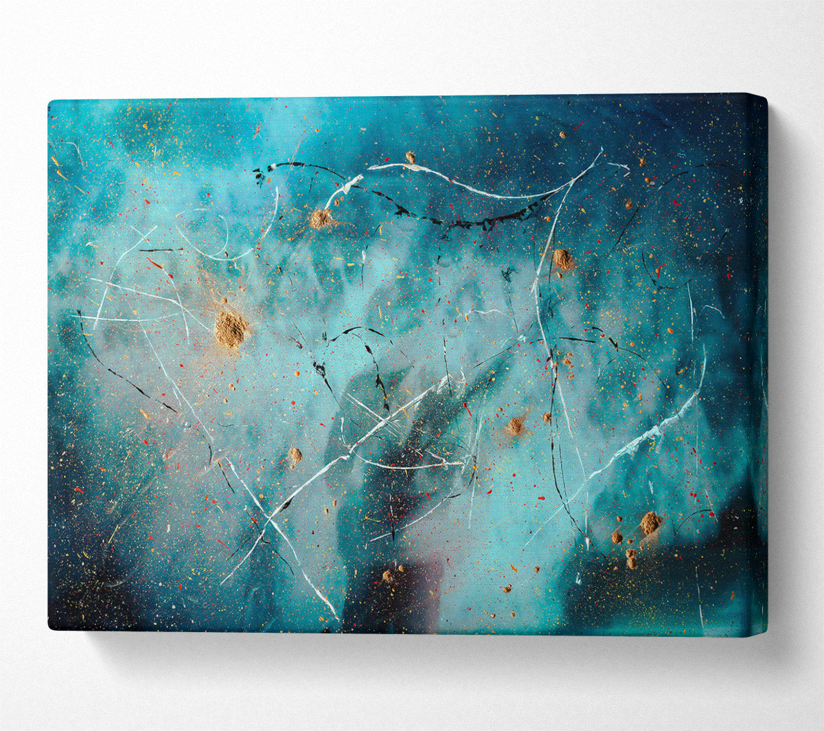 Teal Cosmic Dance Canvas Wall Art