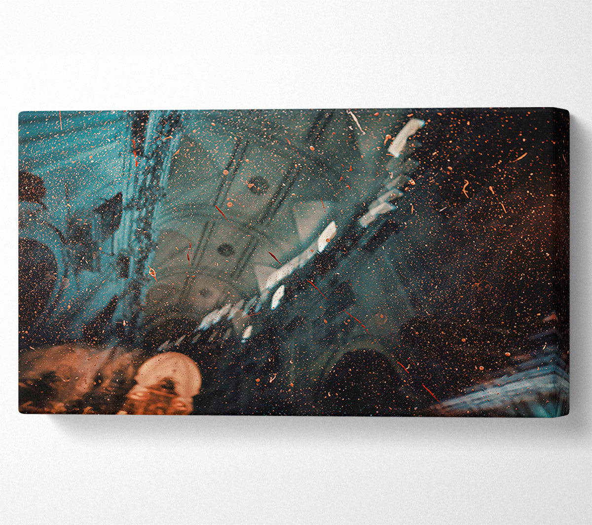 Teal Speckled Reflections Canvas Wall Art
