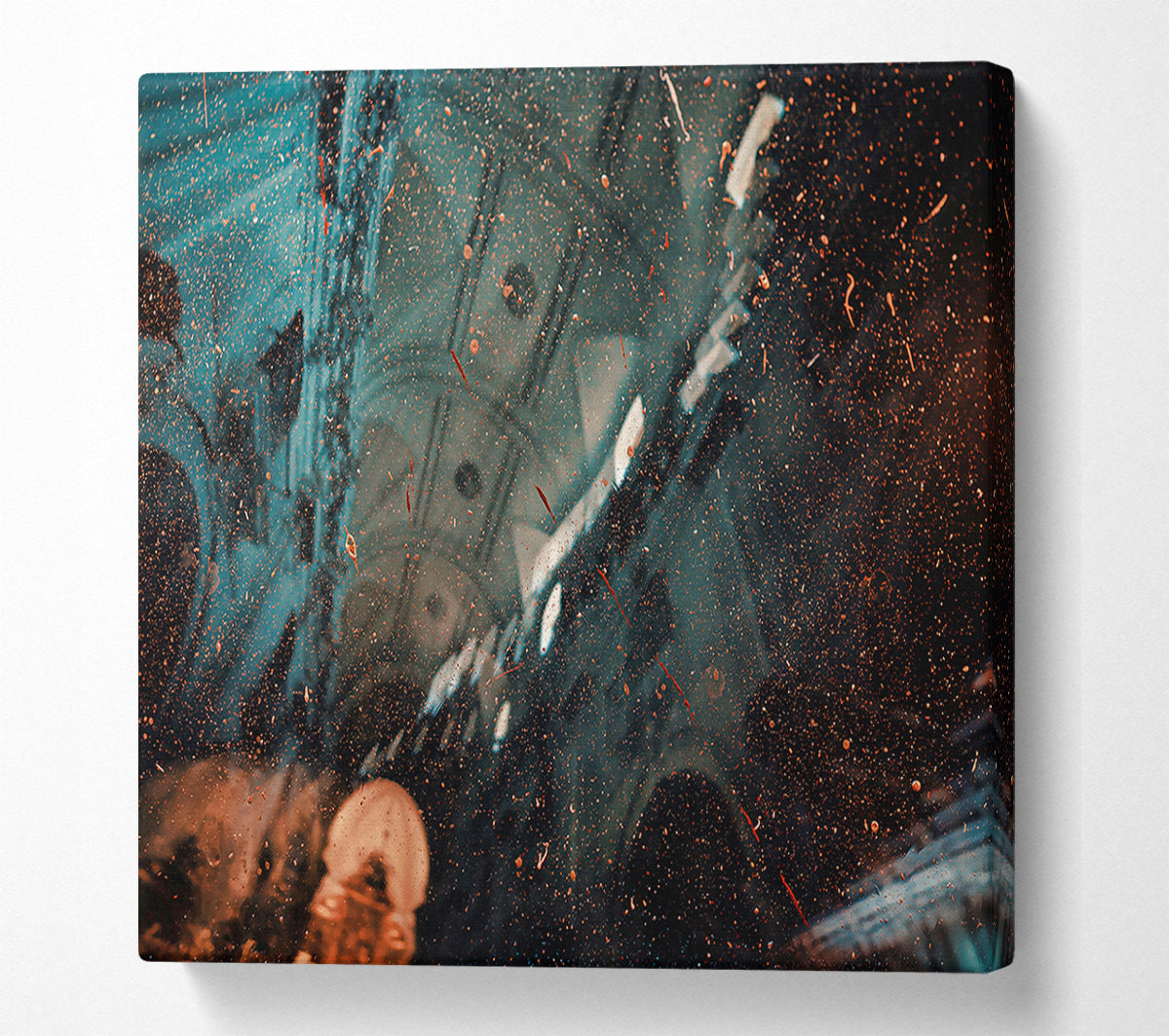Teal Speckled Reflections Canvas Wall Art