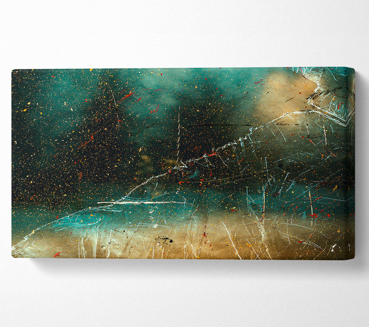 Teal Cosmic Landscape Canvas Wall Art