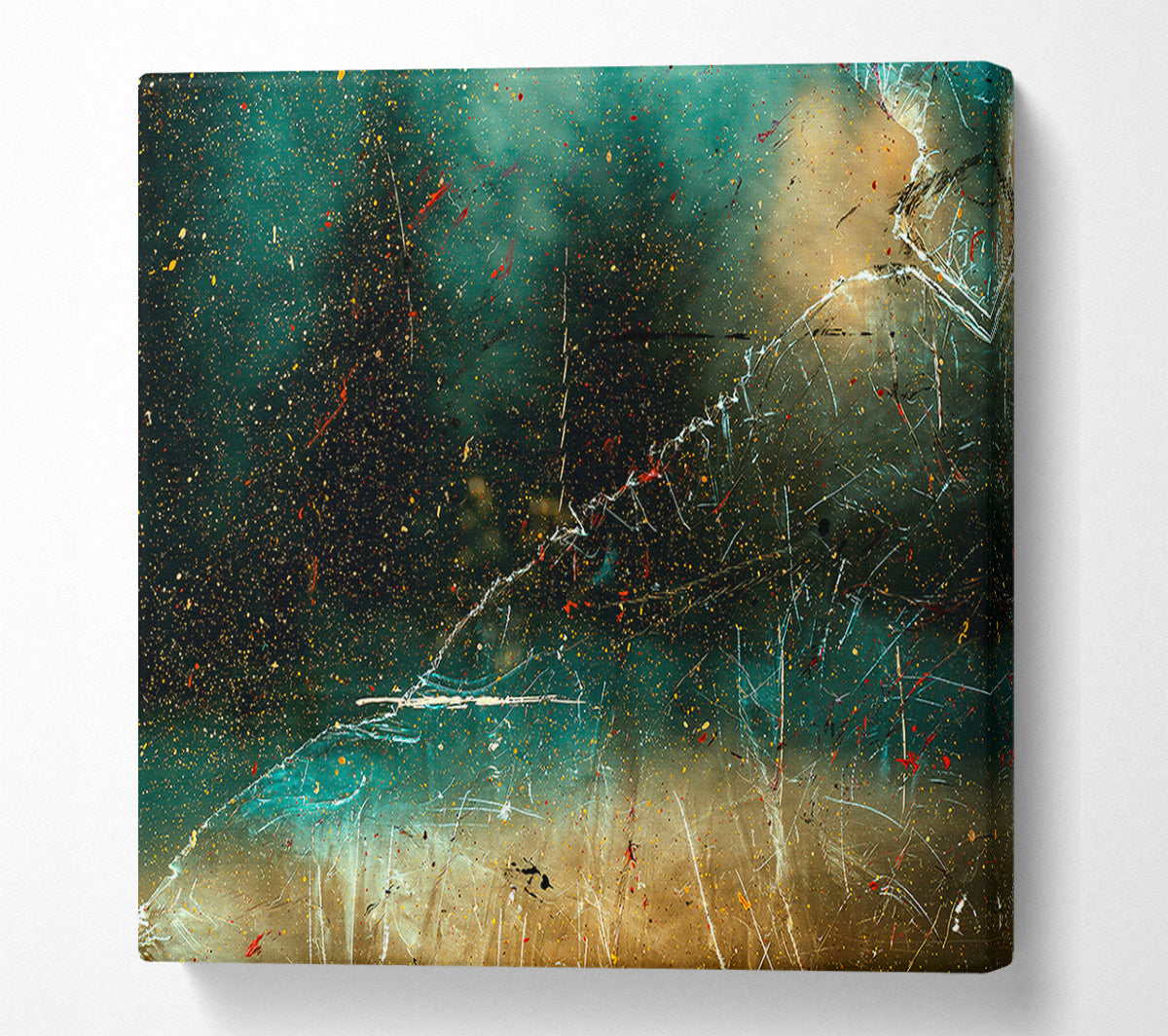Teal Cosmic Landscape Canvas Wall Art