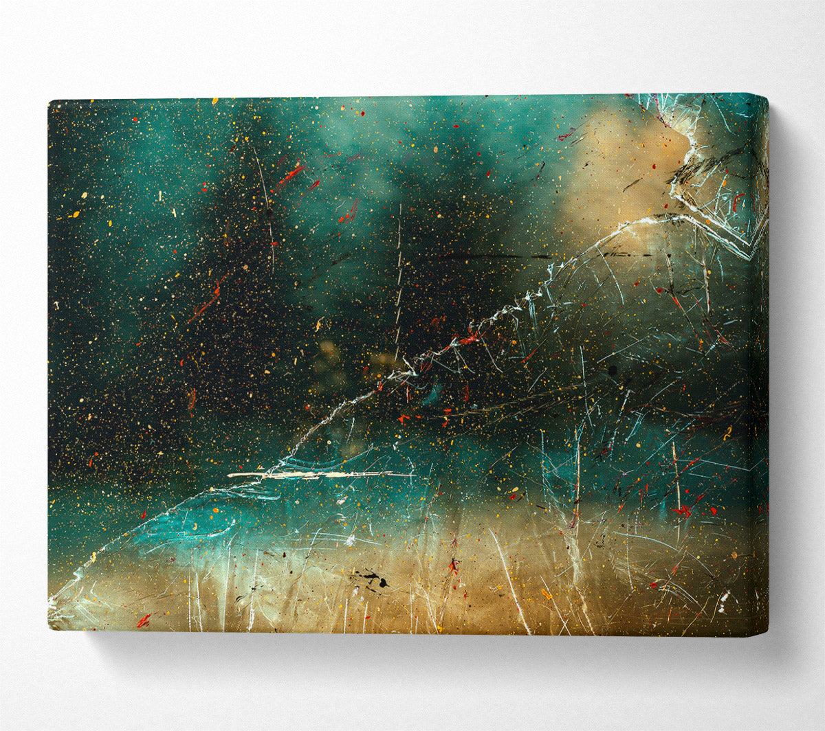 Teal Cosmic Landscape Canvas Wall Art