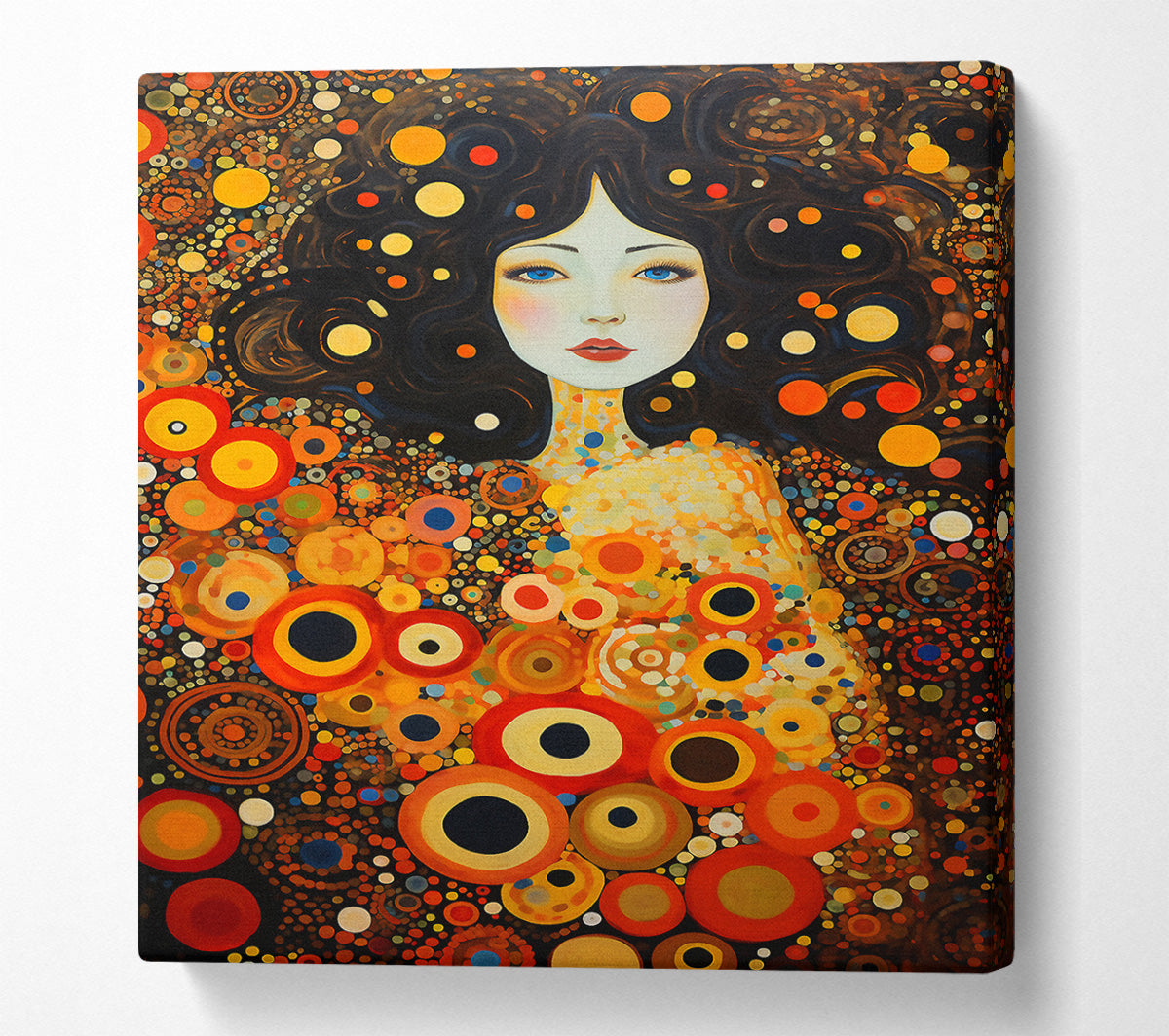 Klimt Orange Circles Canvas Art