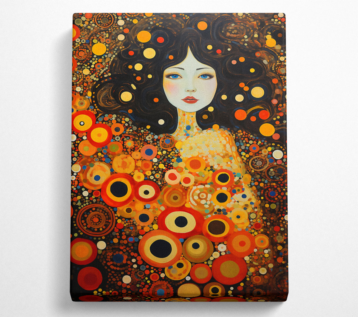Klimt Orange Circles Canvas Art