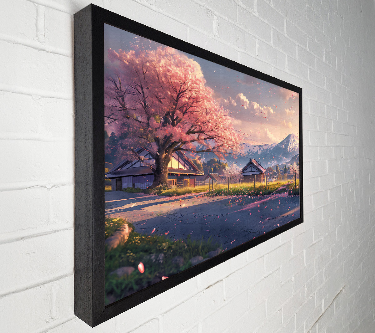 Pink Sakura Sunset Canvas Wall Art