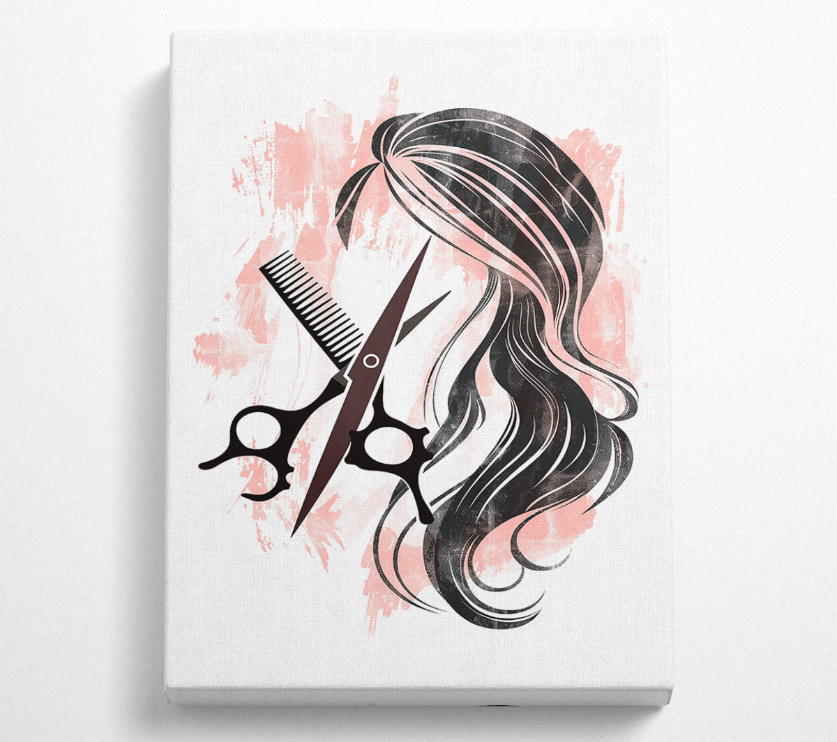 Pink Hair Scissors Canvas Wall Art