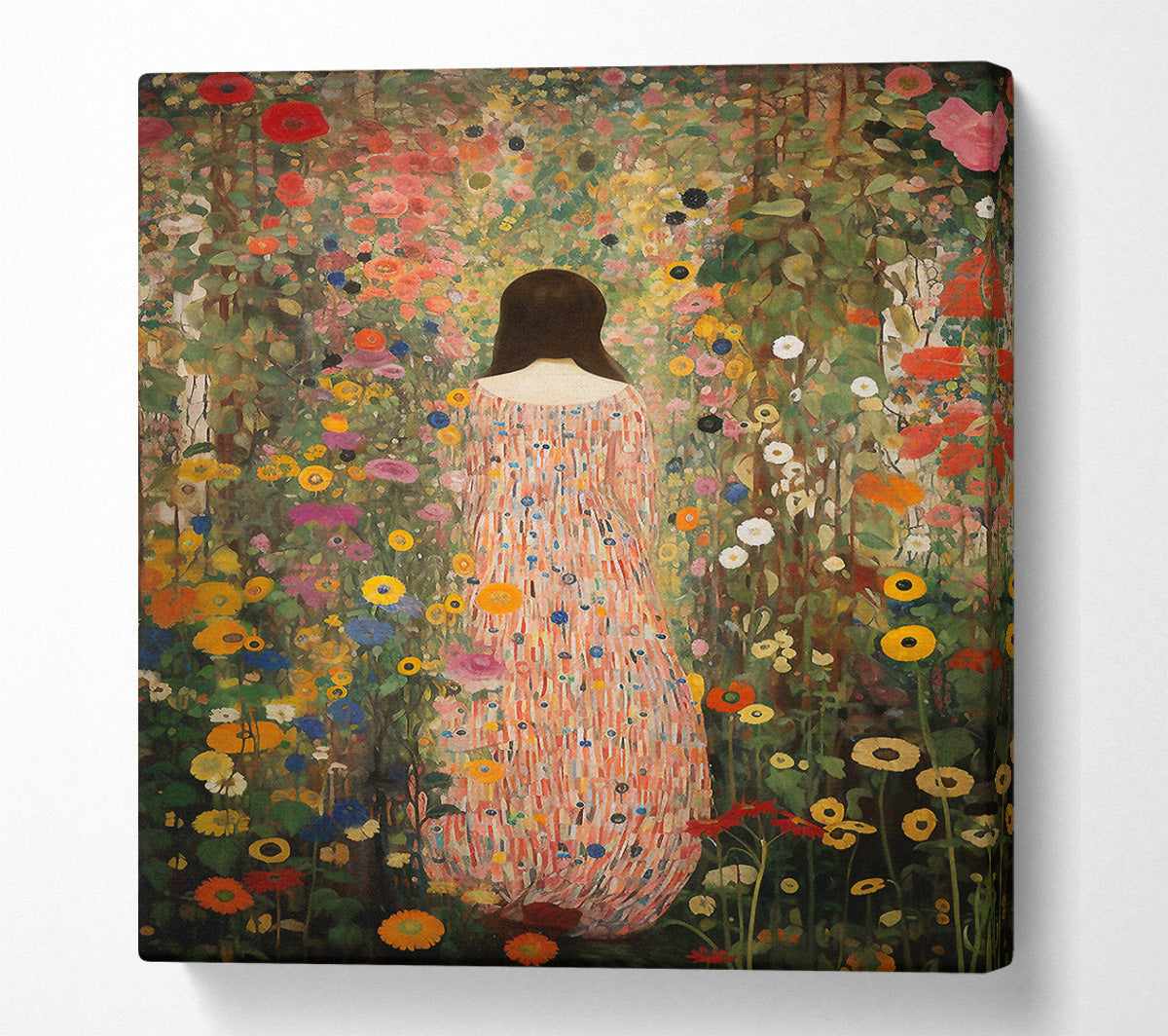 Lady In Blooming Garden Canvas Art