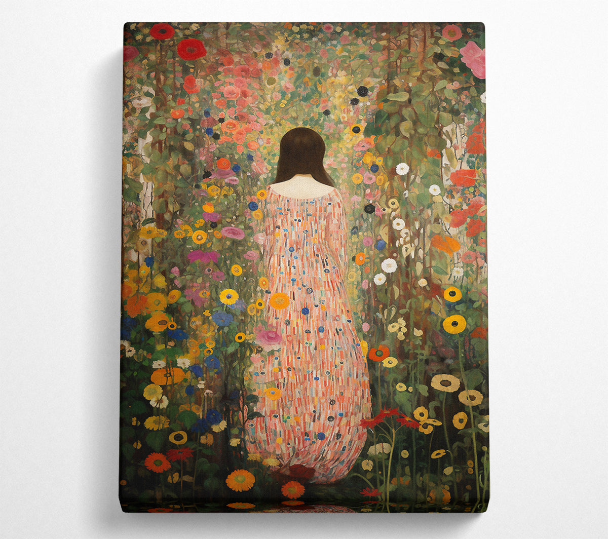 Lady In Blooming Garden Canvas Art