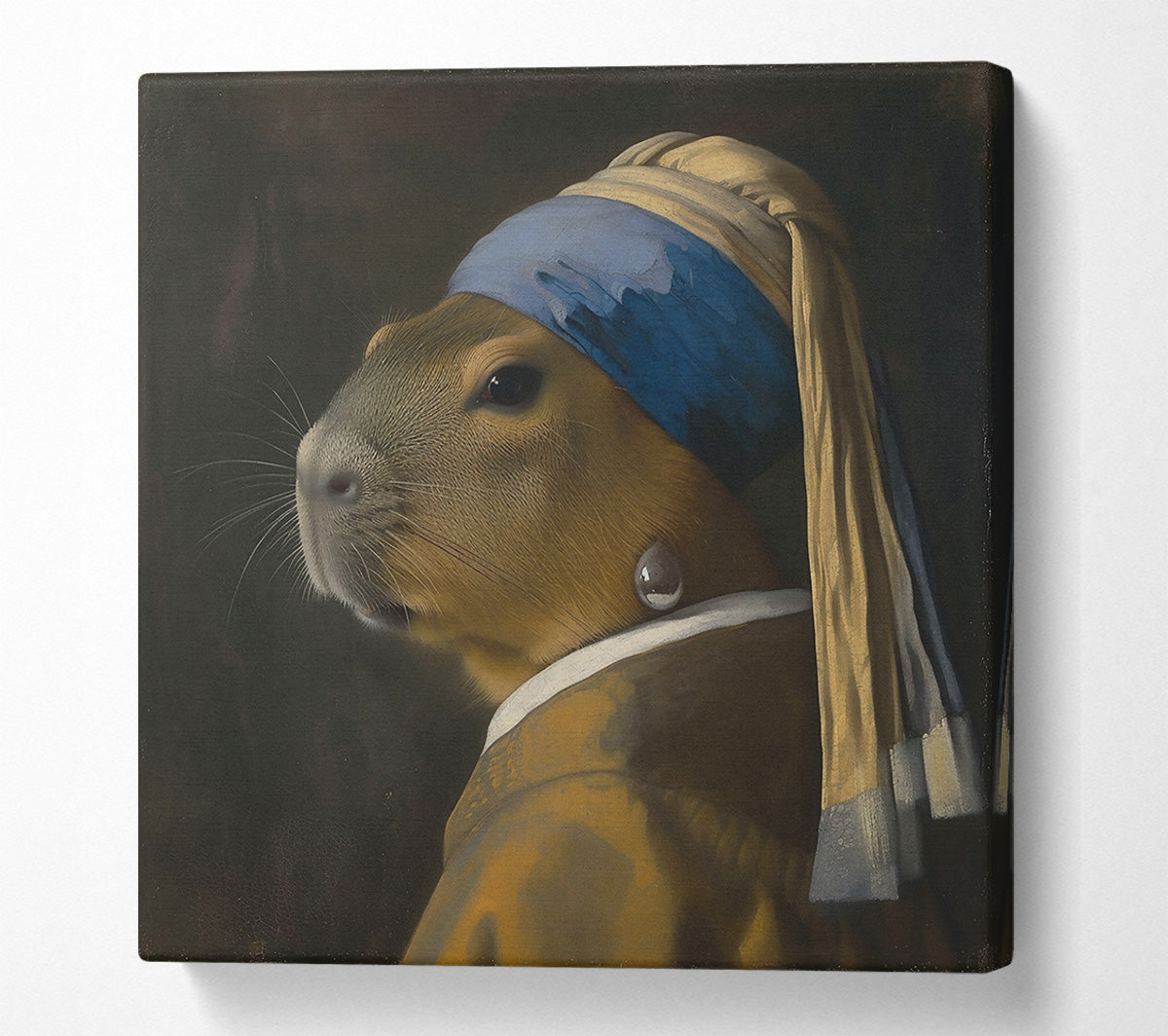 The Blue Capybara Girl Canvas Wall Art