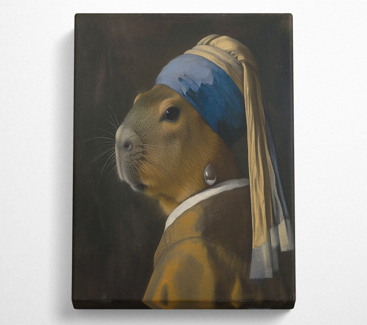 The Blue Capybara Girl Canvas Wall Art
