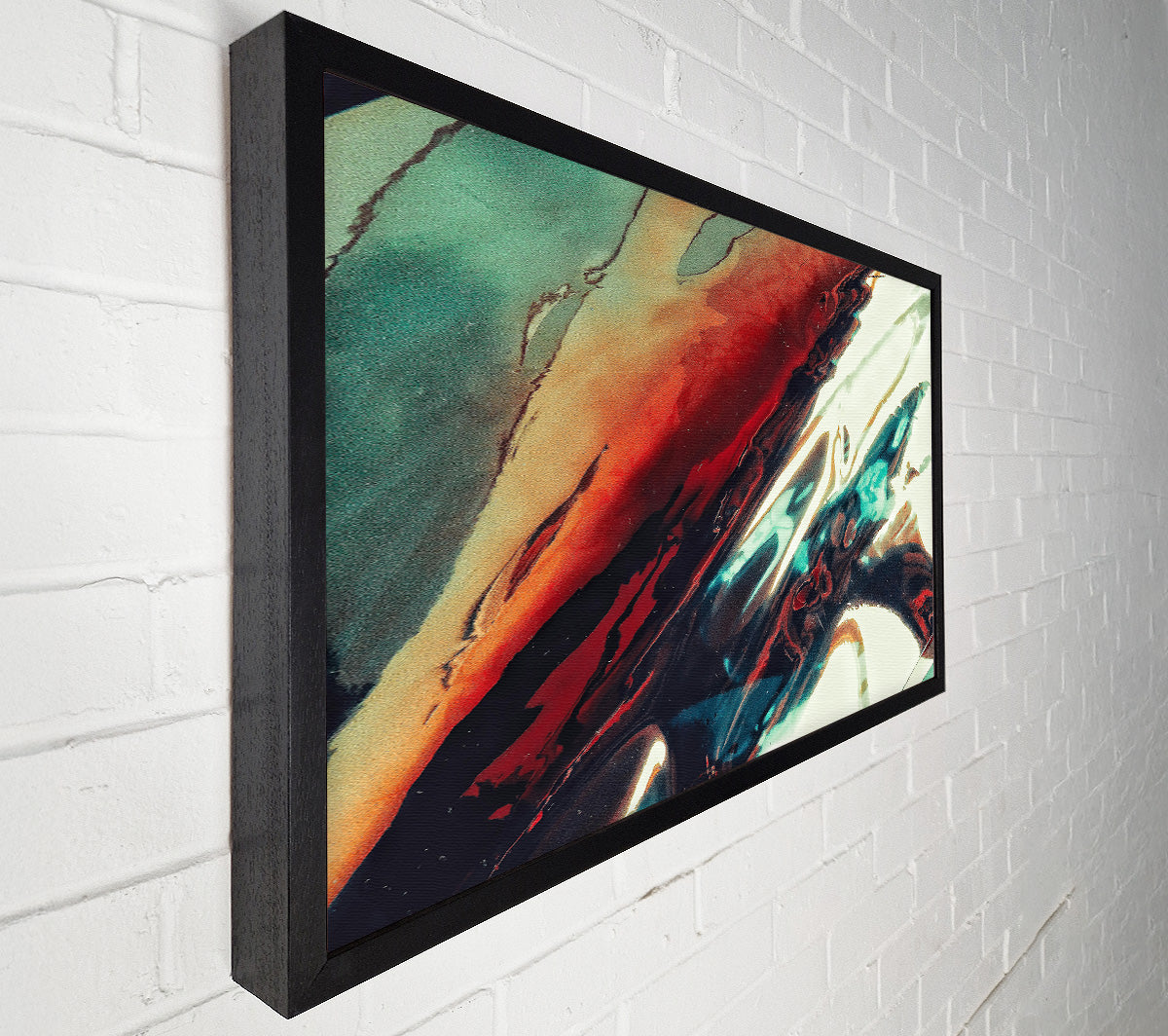 Teal And Crimson Reflections Canvas Wall Art