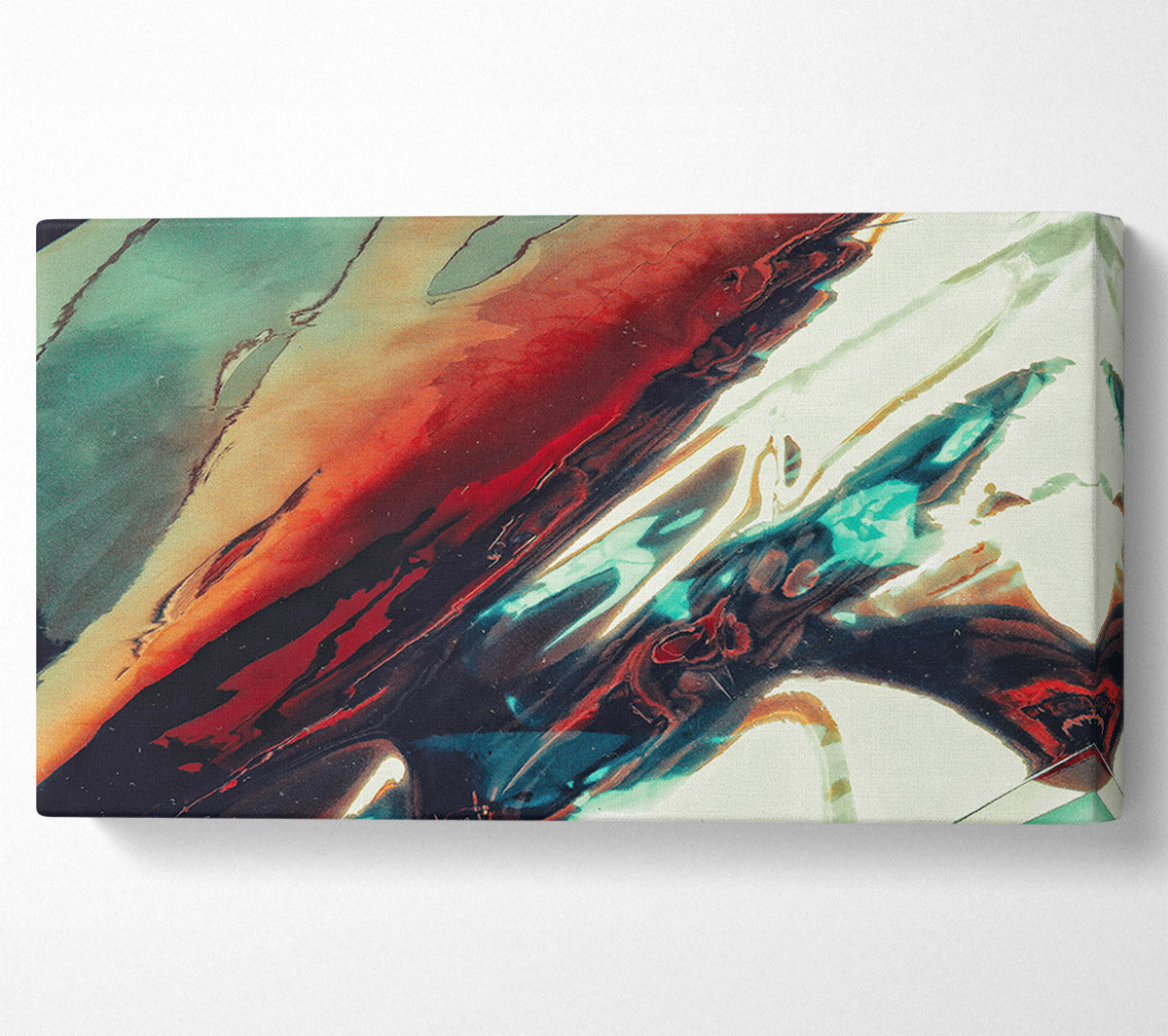 Teal And Crimson Reflections Canvas Wall Art