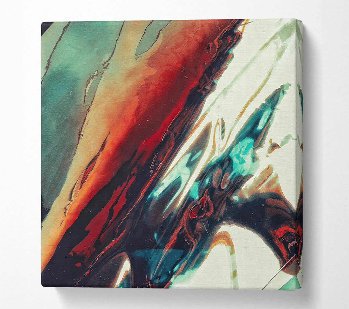 Teal And Crimson Reflections Canvas Wall Art