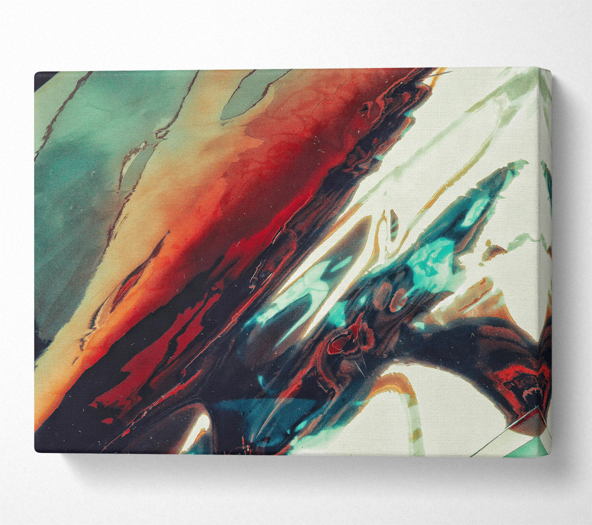 Teal And Crimson Reflections Canvas Wall Art