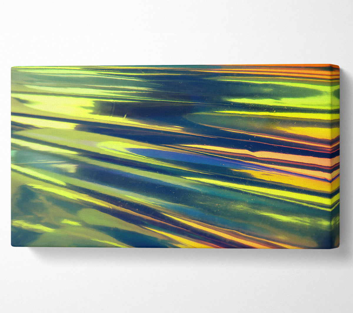 Yellow Shimmering Lines Canvas Wall Art