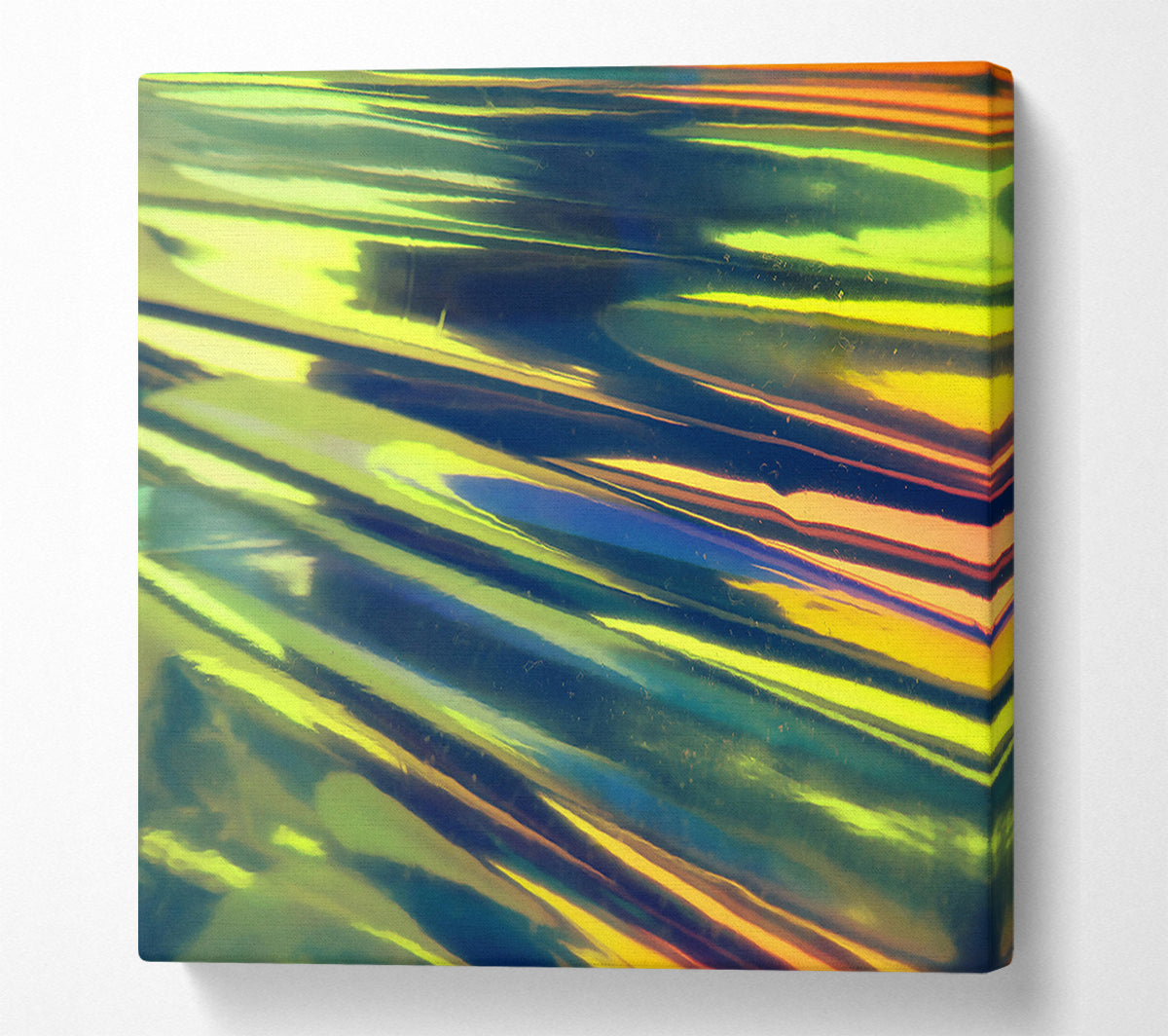 Yellow Shimmering Lines Canvas Wall Art
