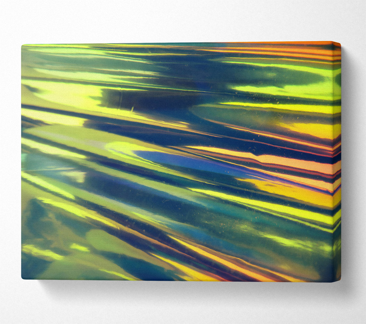 Yellow Shimmering Lines Canvas Wall Art