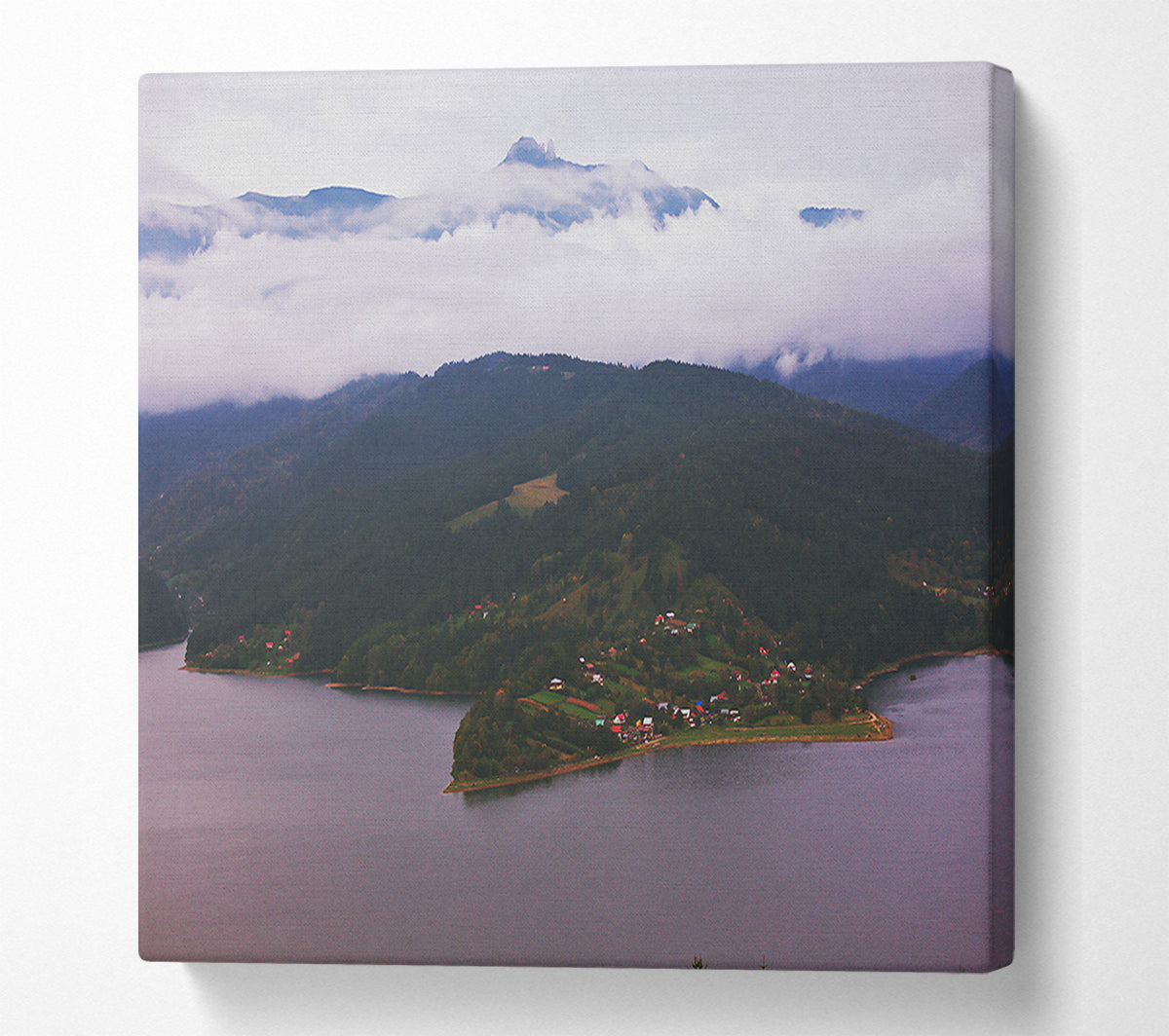 Purple Mountain Lake Canvas Wall Art