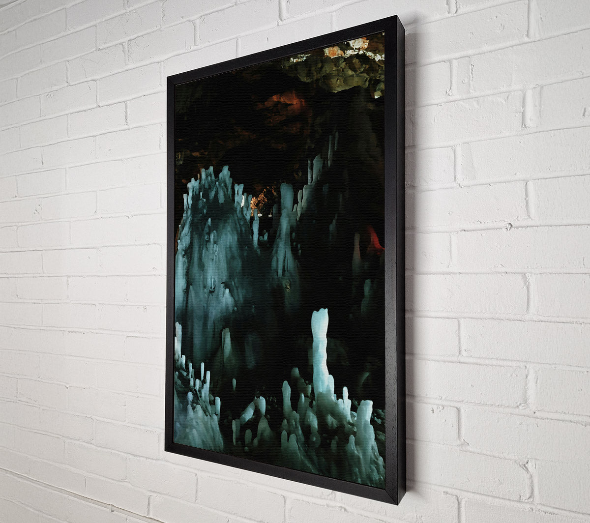 Teal Cave Stalagmites Canvas Wall Art
