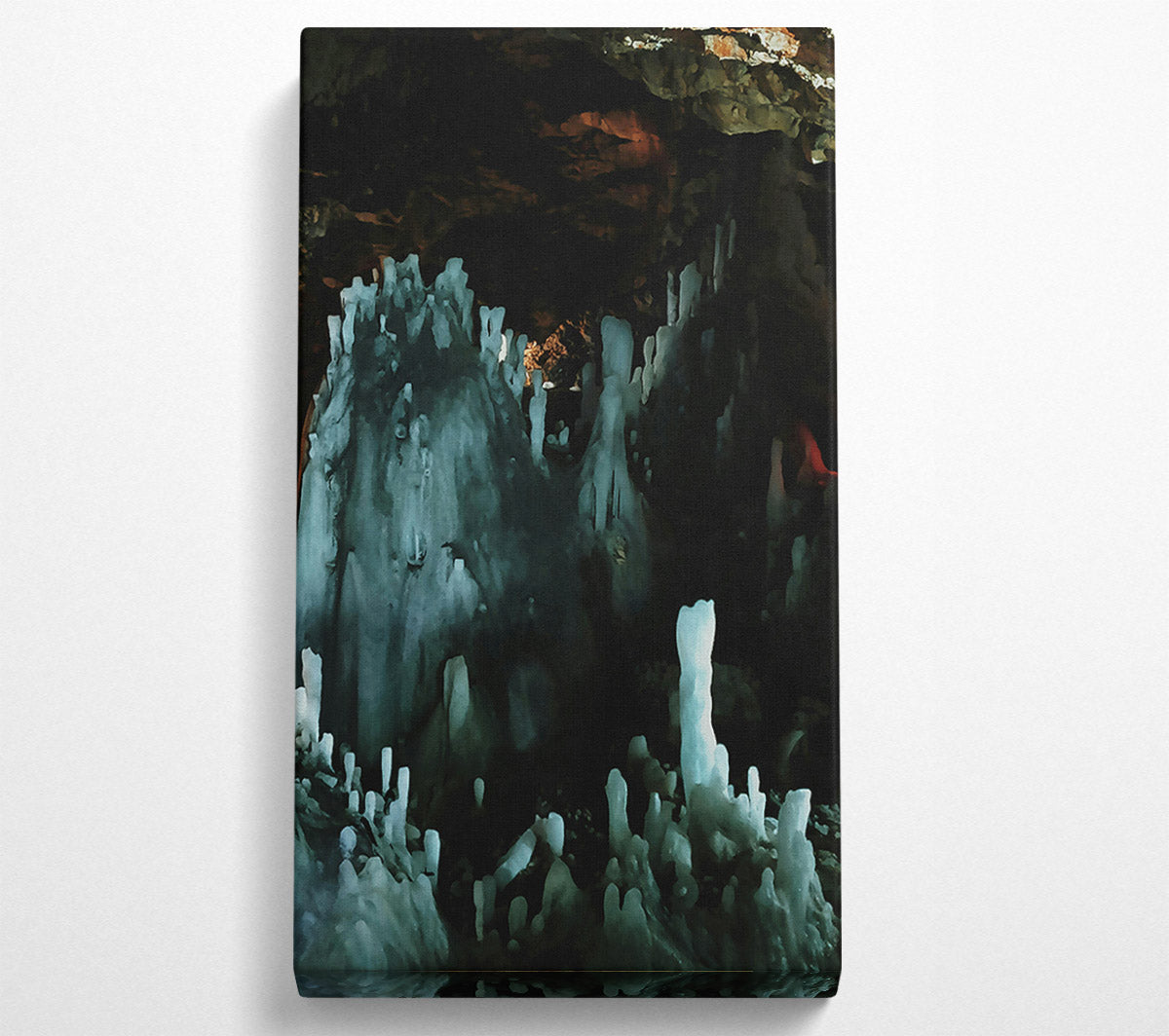 Teal Cave Stalagmites Canvas Wall Art