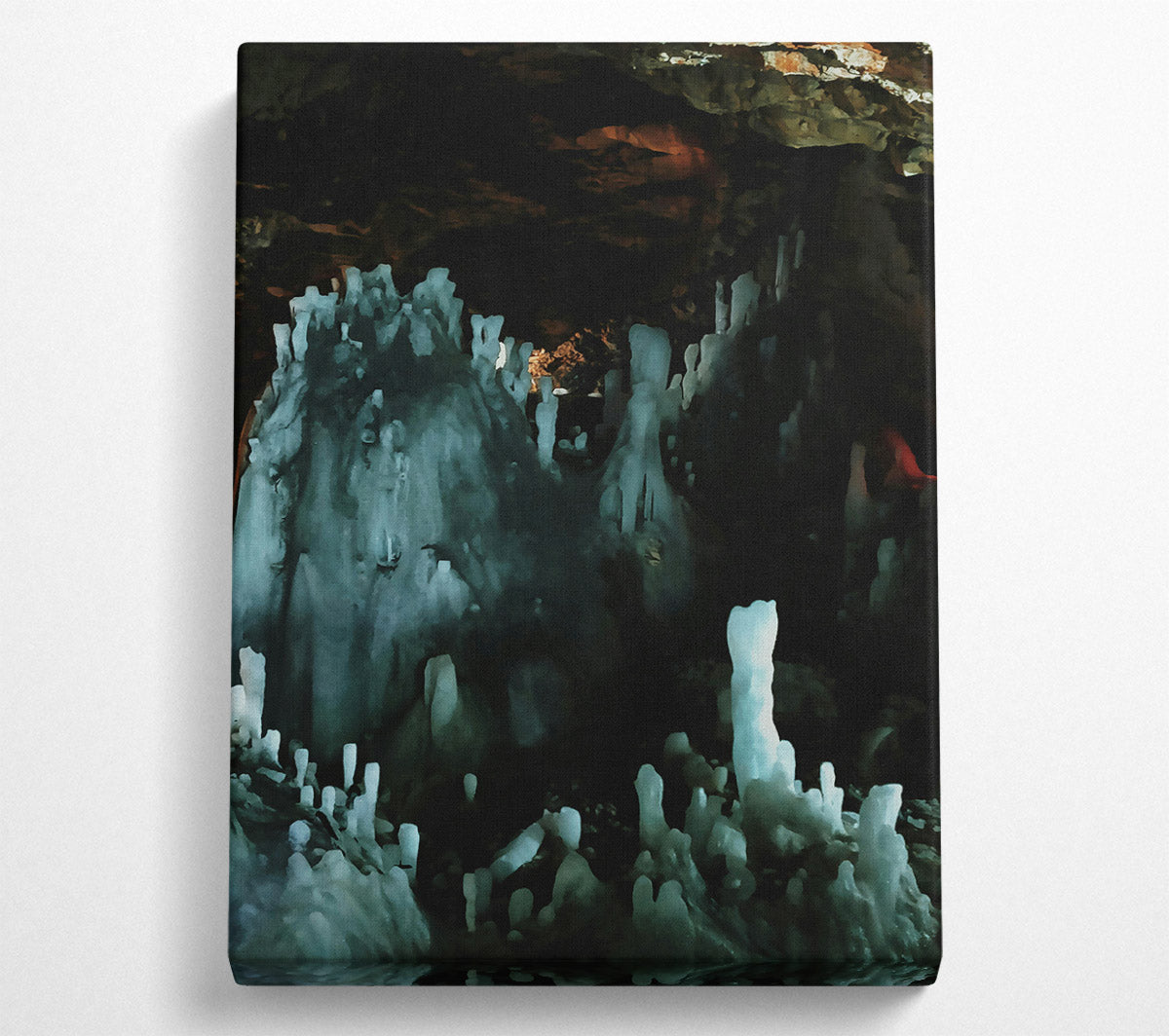Teal Cave Stalagmites Canvas Wall Art