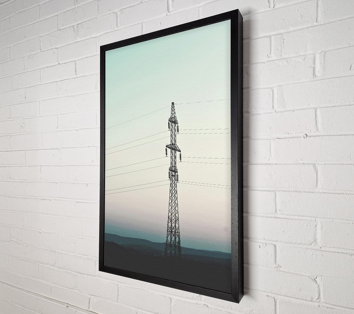 Teal Power Lines Canvas Wall Art