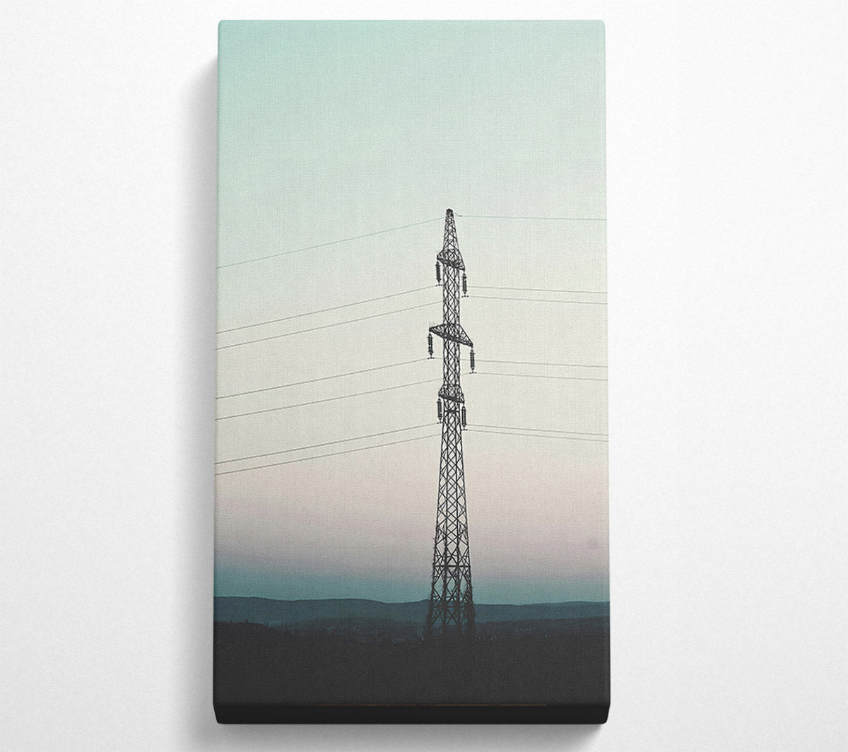 Teal Power Lines Canvas Wall Art