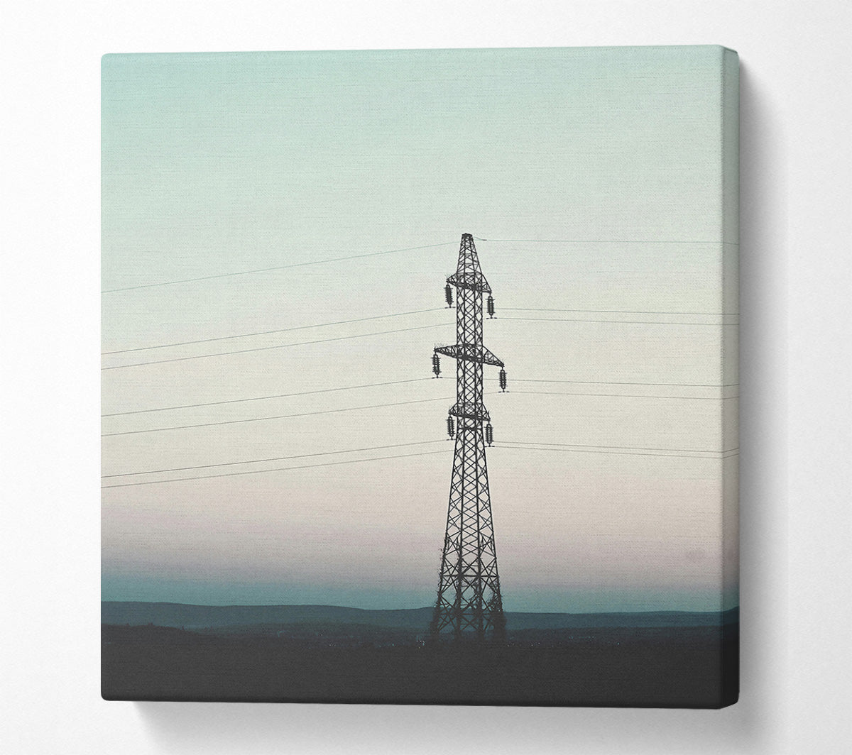 Teal Power Lines Canvas Wall Art