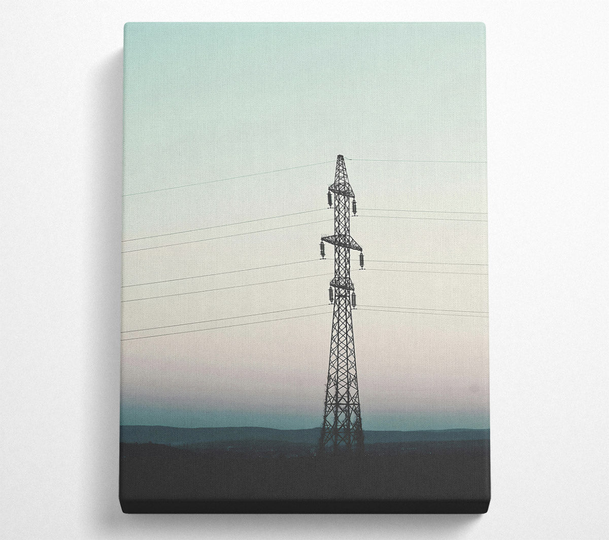 Teal Power Lines Canvas Wall Art