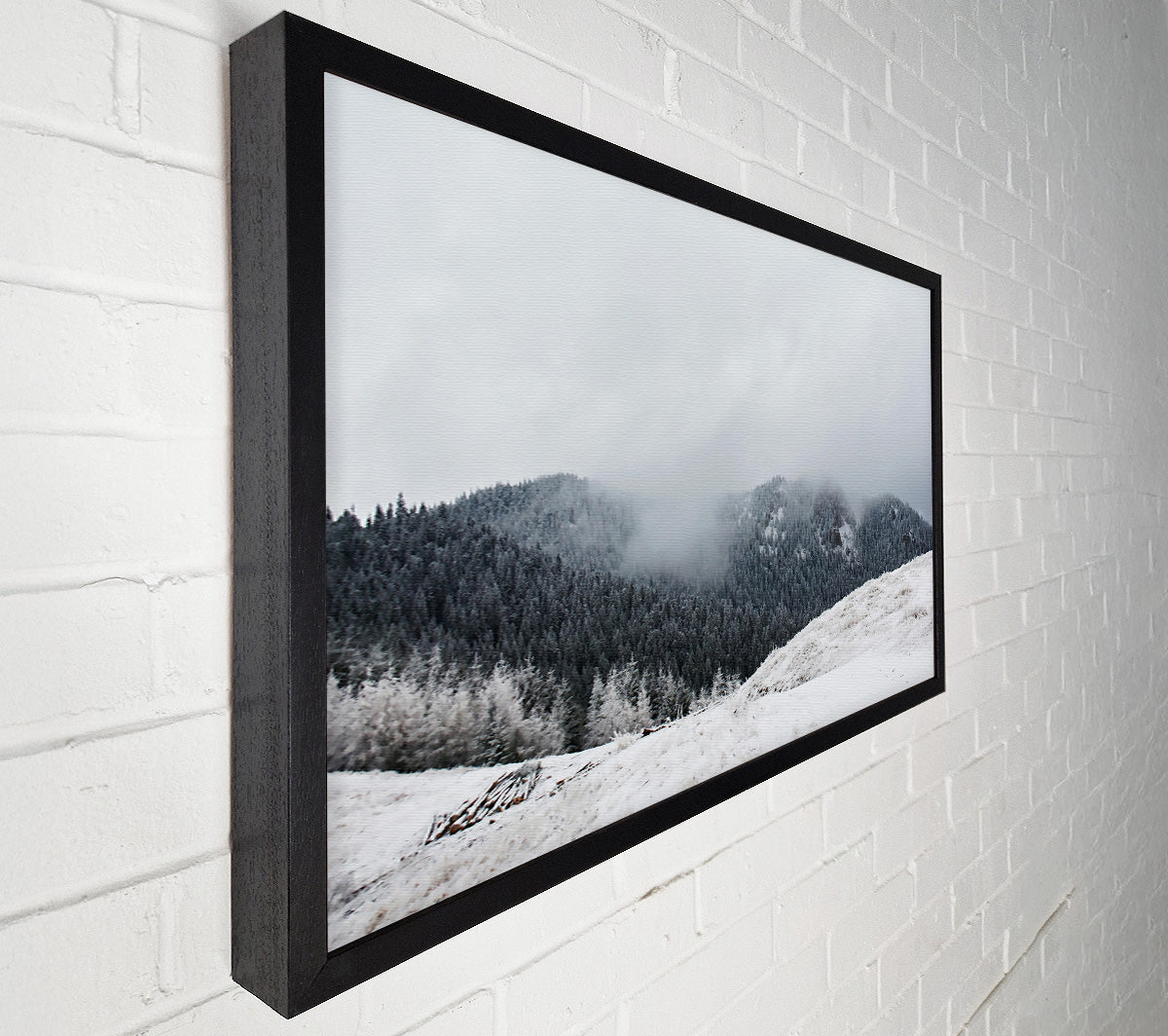 White Foggy Mountains Canvas Wall Art