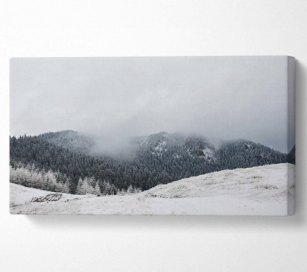 White Foggy Mountains Canvas Wall Art