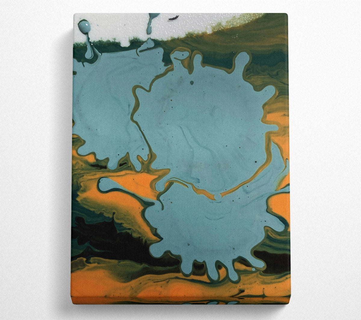 Teal Swirls And Drips Canvas Wall Art