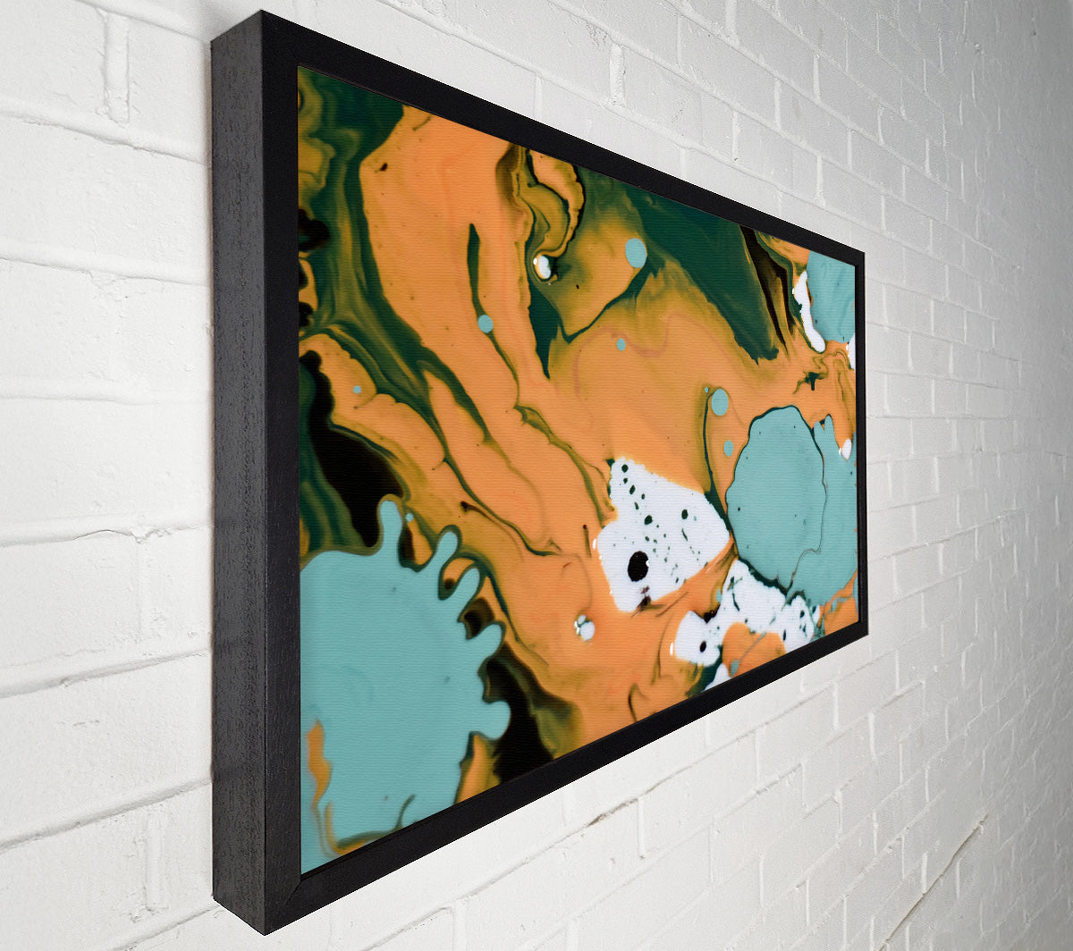 Teal Swirls And Drips Canvas Wall Art