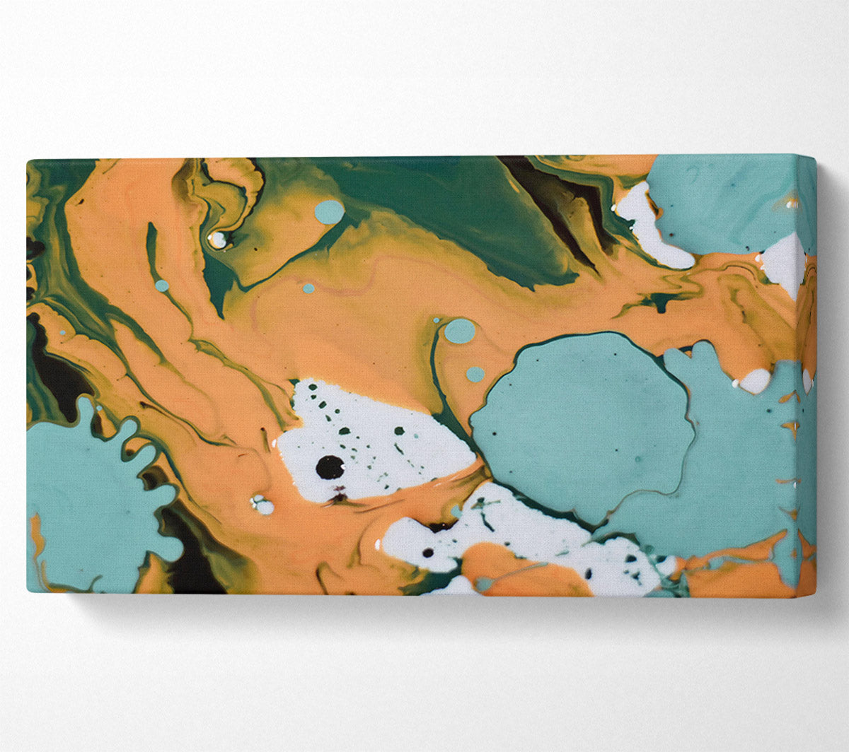 Teal Swirls And Drips Canvas Wall Art
