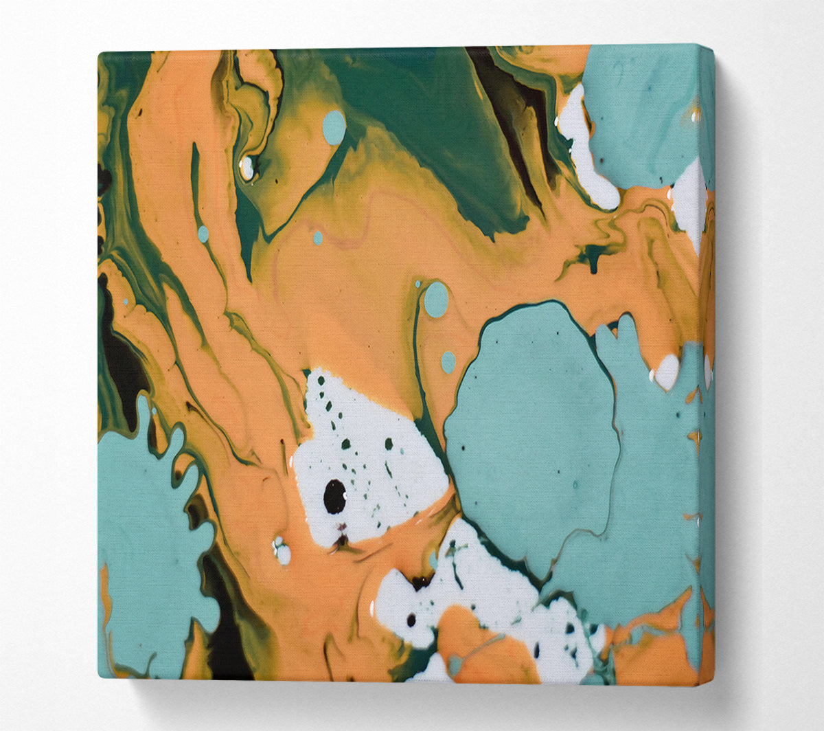 Teal Swirls And Drips Canvas Wall Art