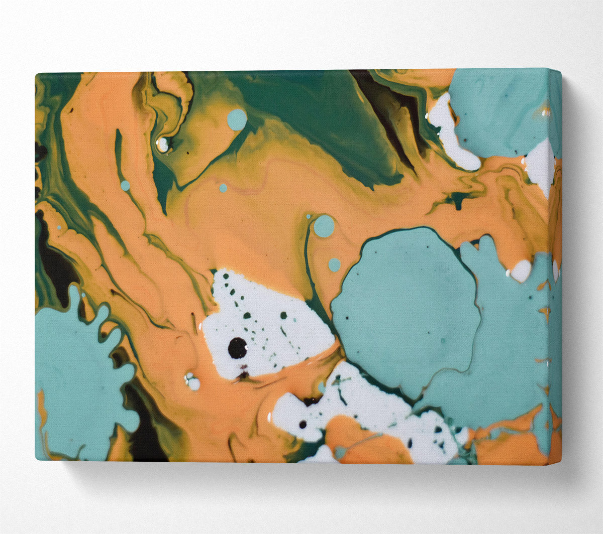 Teal Swirls And Drips Canvas Wall Art