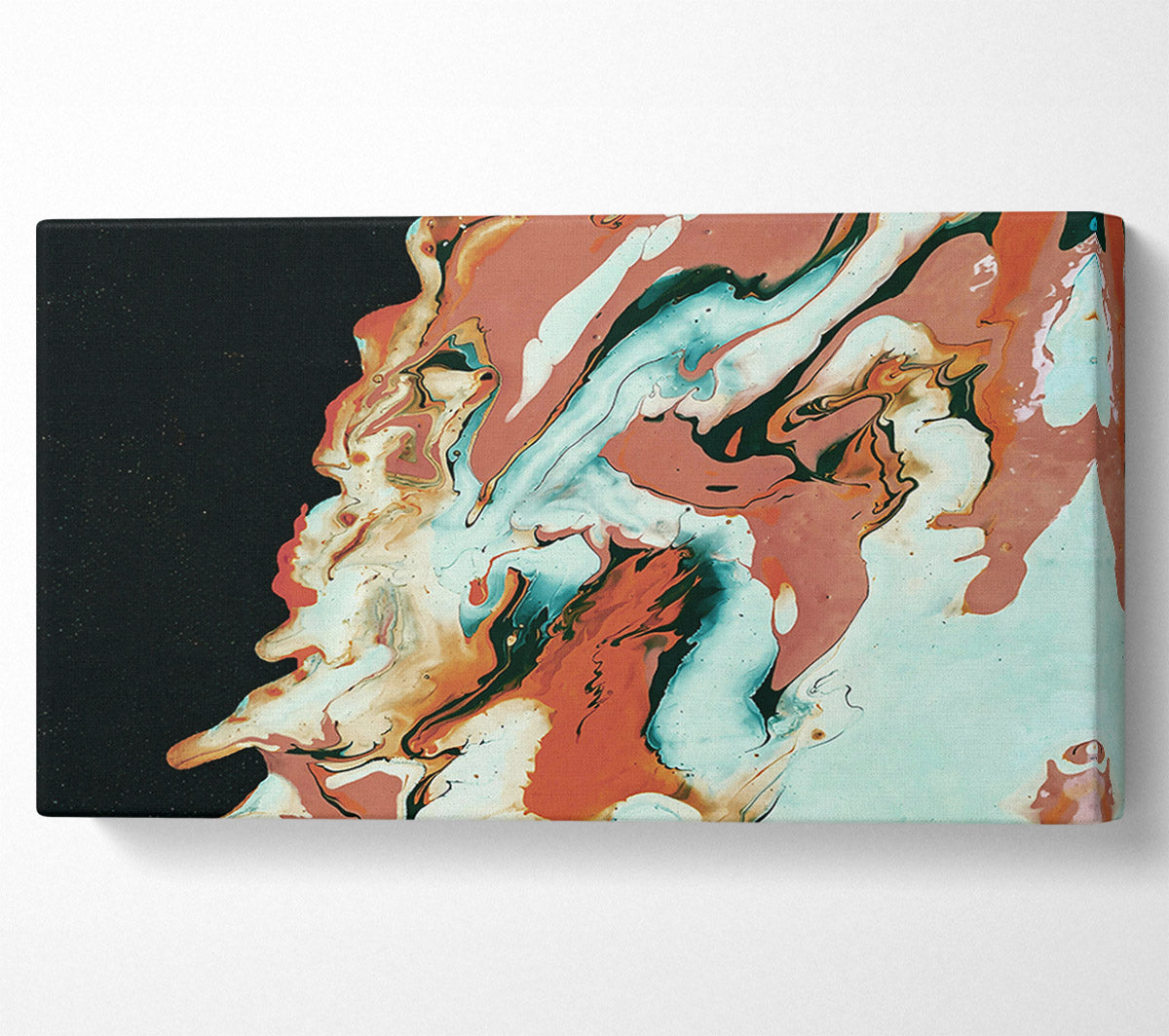 Teal And Peach Swirls Canvas Wall Art