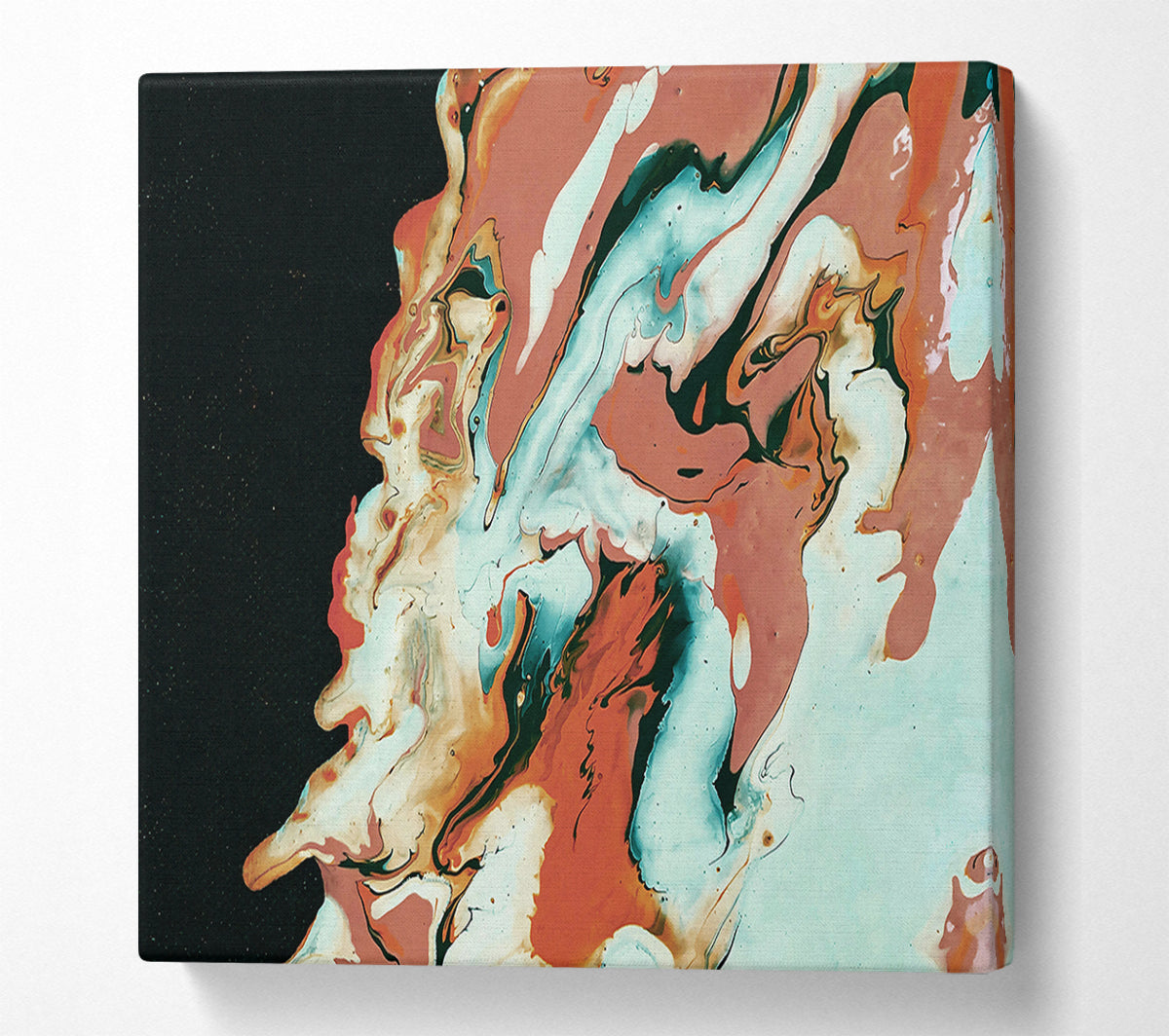 Teal And Peach Swirls Canvas Wall Art