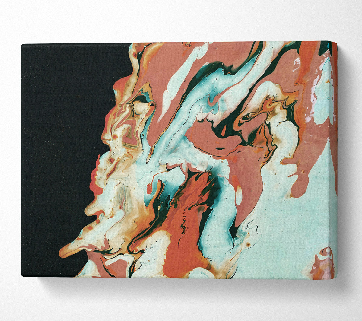 Teal And Peach Swirls Canvas Wall Art