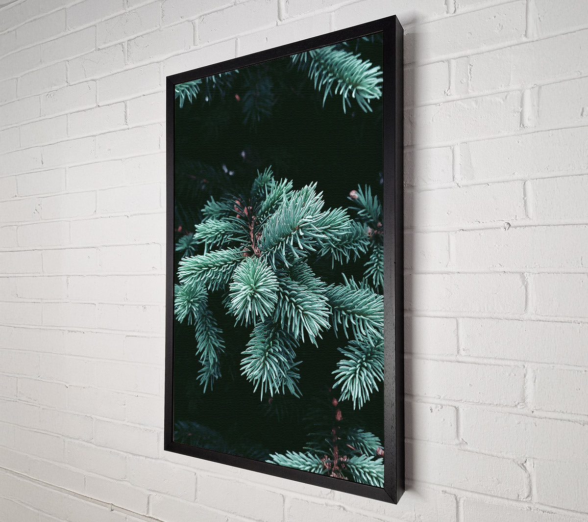 Teal Pine Sprigs Canvas Wall Art