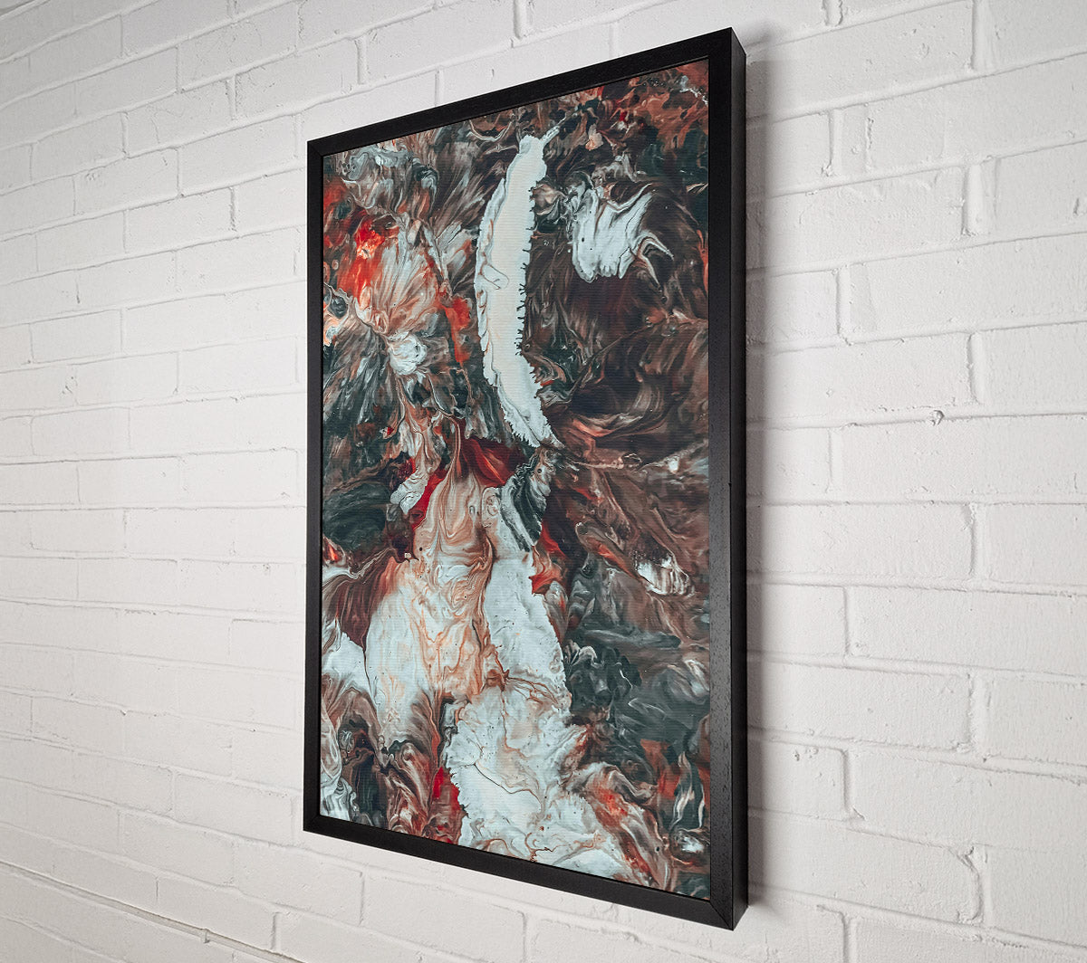 White On Crimson Flows Canvas Wall Art
