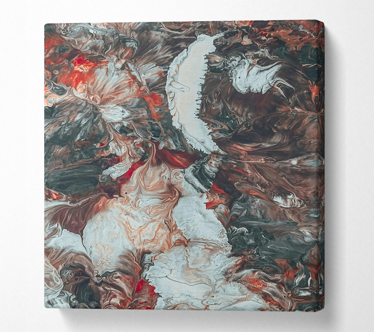 White On Crimson Flows Canvas Wall Art