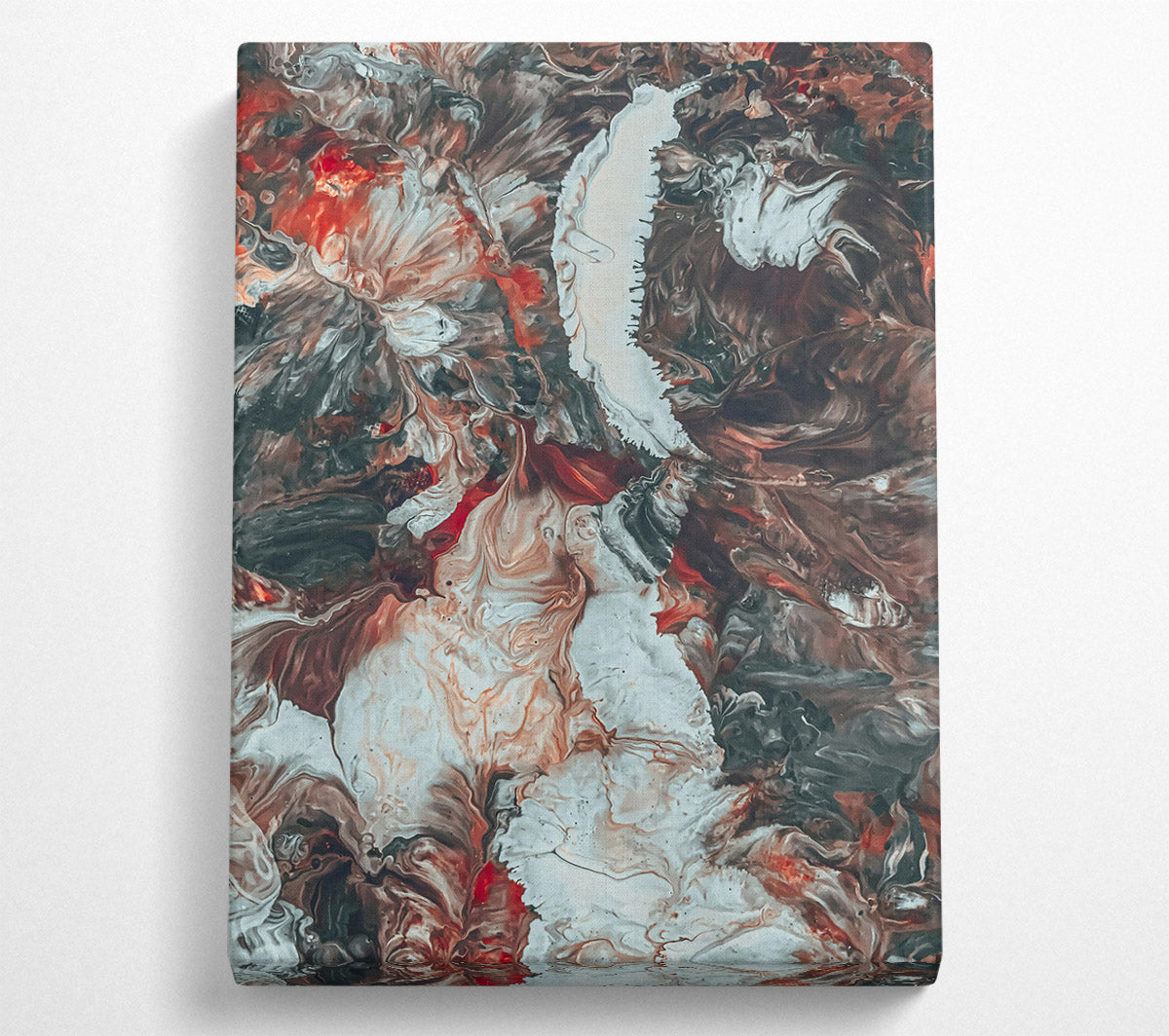 White On Crimson Flows Canvas Wall Art