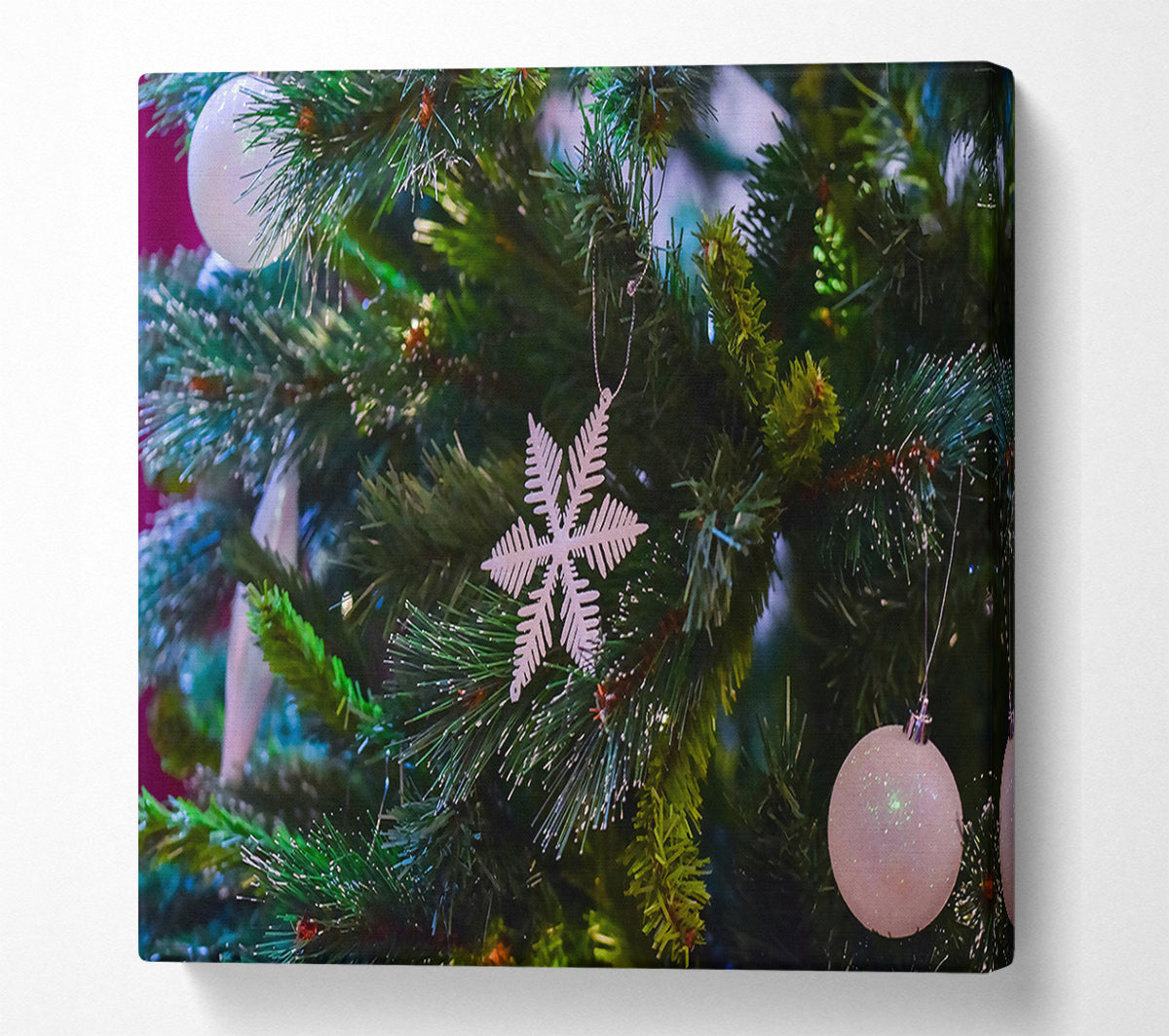 White Snowflake Ornament Canvas Wall Art